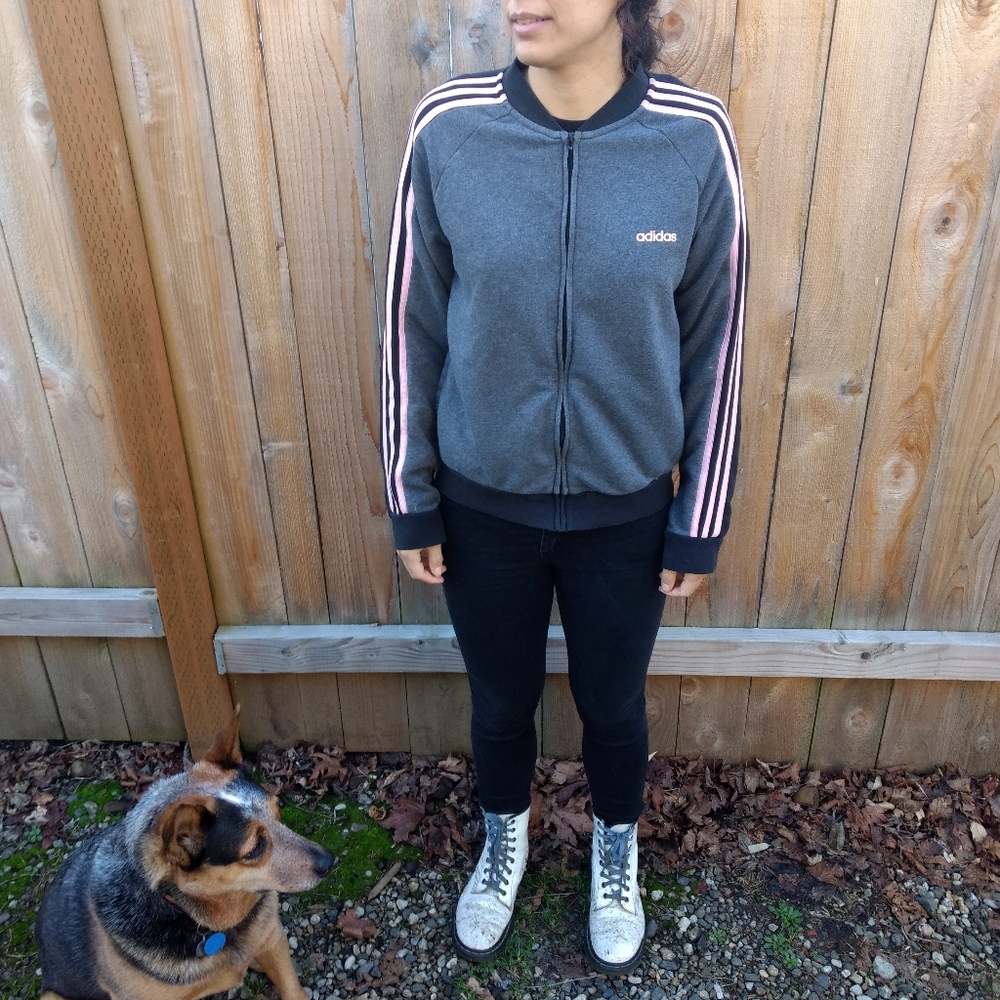 Adidas warm up jacket with pink detail
